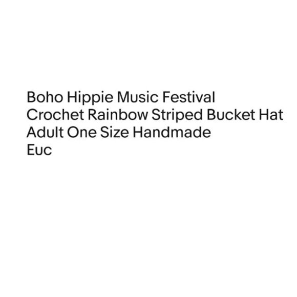Boho Hippie Crochet Rainbow Striped Bucket Hat Adult One Size Handmade Festival - Picture 7 of 8